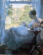 Melchers, Gari Julius Young Woman Sewing Norge oil painting reproduction